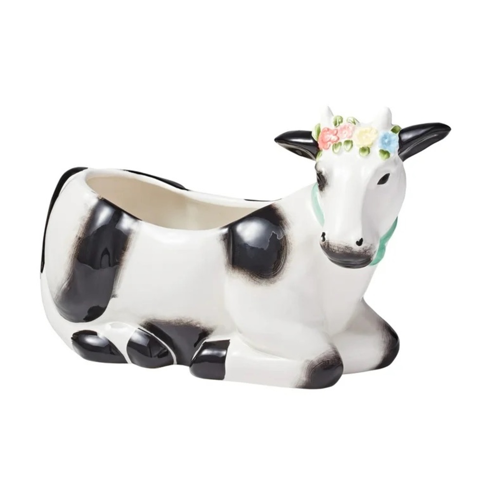 2023 🌺 New Pioneer Woman Black & White Cow Ceramic Planter - Picture 6 of 10